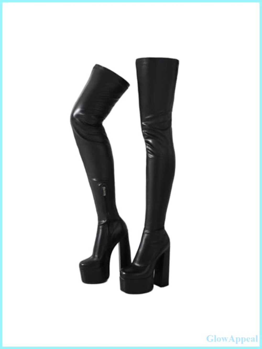 Women's Over-the-Knee Boots Faux Leather Block Heel Platform Thigh High